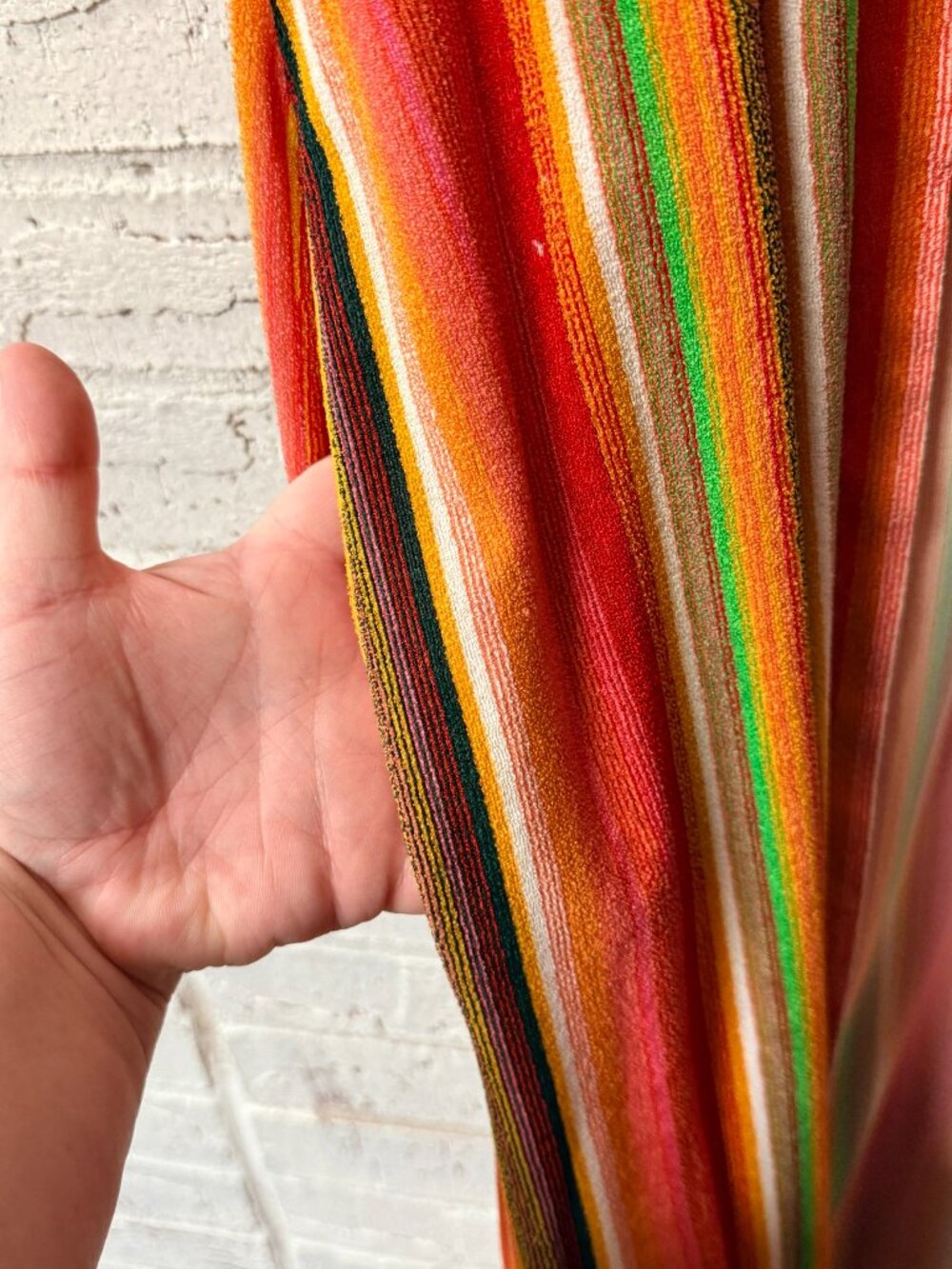 Vintage Striped Duster Robe “Coat of Many Colors” Inspired Boho Open Front - Picture 4 of 7
